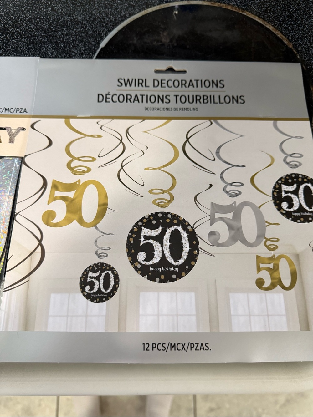 50th Birthday Swirl Decorations - Gold & Silver